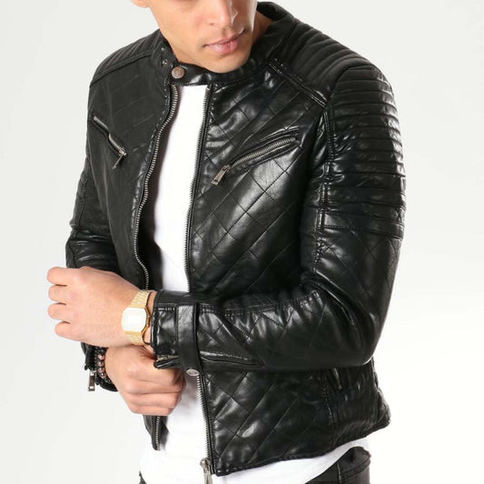 Men's Leather Bomber Jacket Stylish