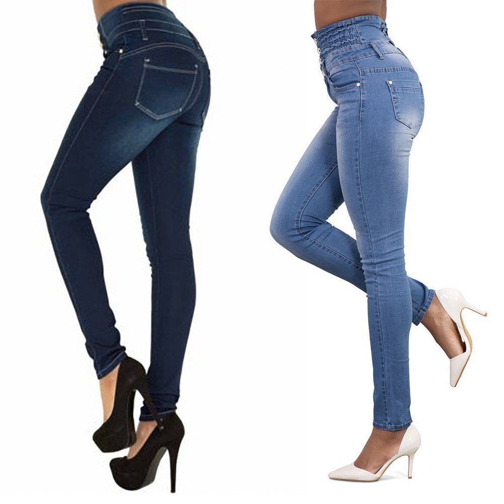 Hot High Quality Wholesale Woman Denim Pencil Pants Top Brand Stretch Jeans High Waist Pants Women High Waist Jeans