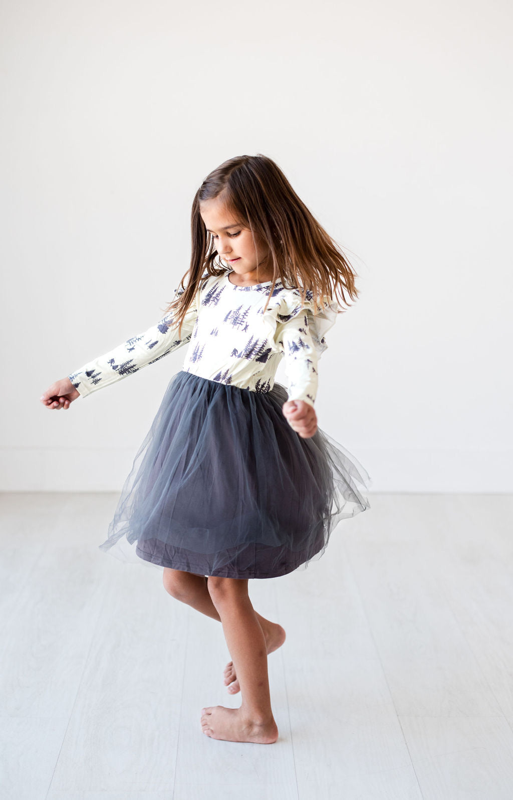 Long Sleeve Tulle Dress - Sasquatch