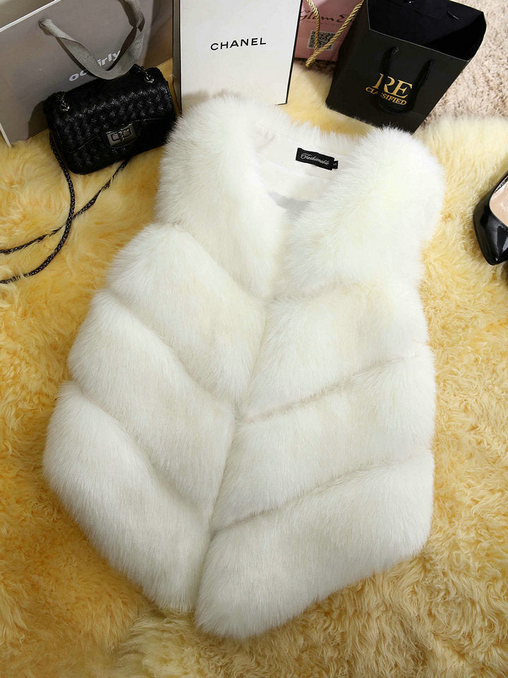 Faux Fur Sleeveless Vest Winter Thick Coats