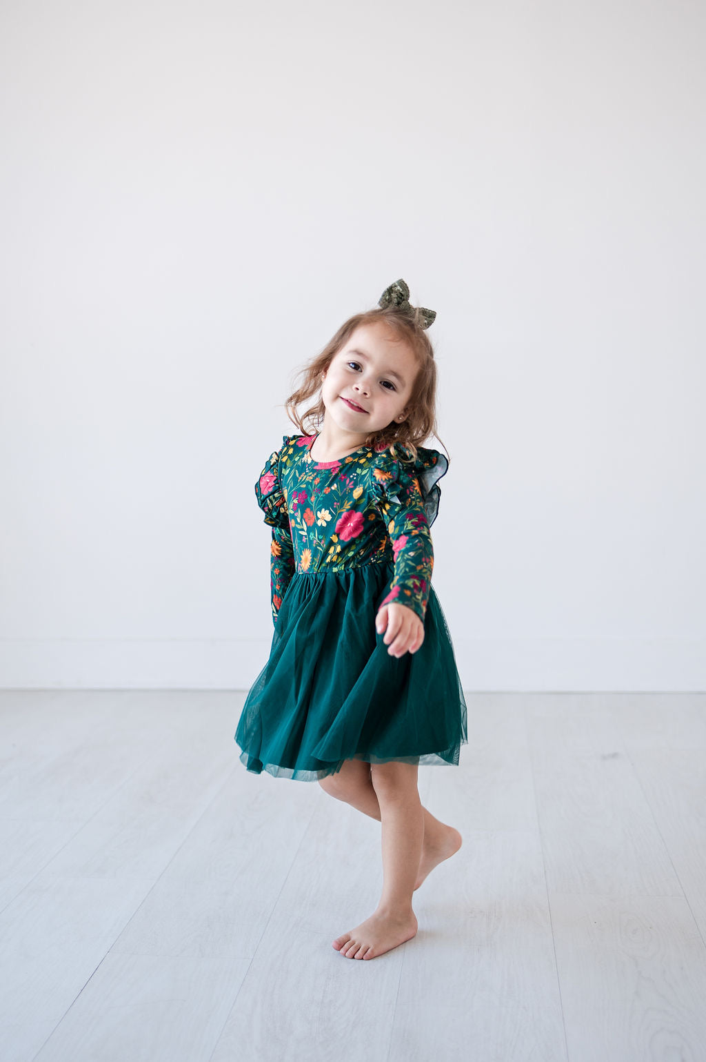 Long Sleeve Tulle Dress - Moody Flowers