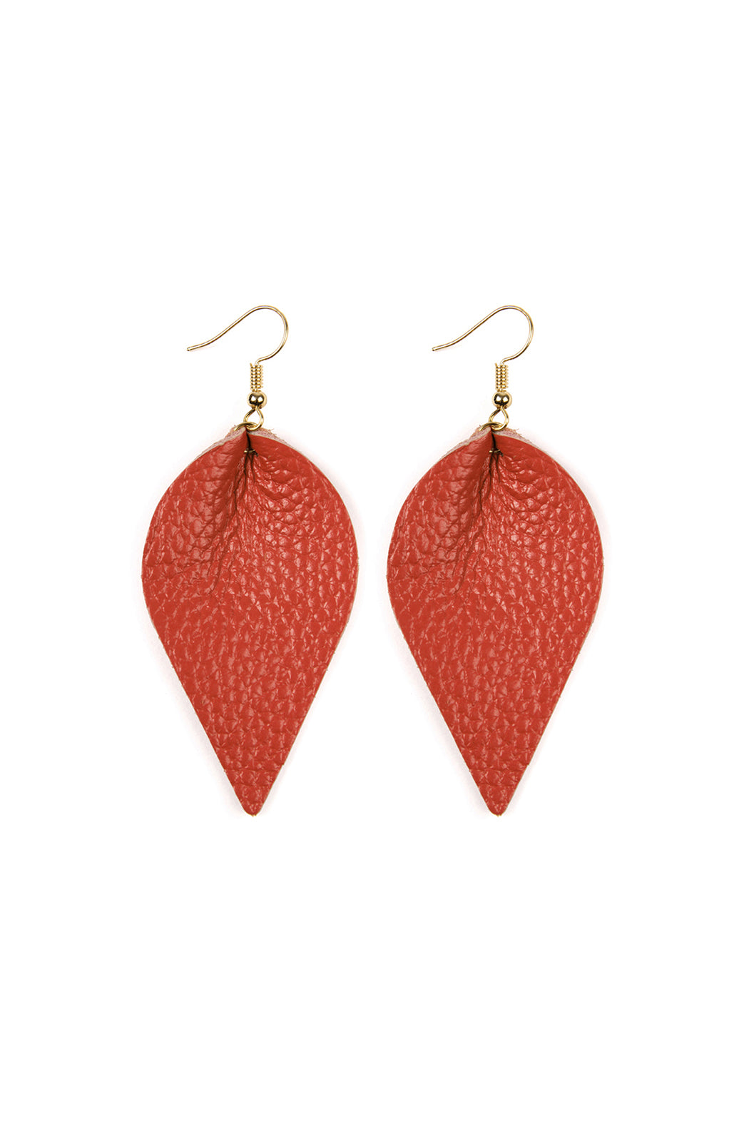 Teardrop Shape Pinched Leather Earrings