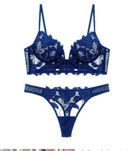 French Lingerie Set Push Up Bra Floral Lace