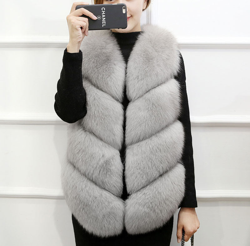 Faux Fur Sleeveless Vest Winter Thick Coats