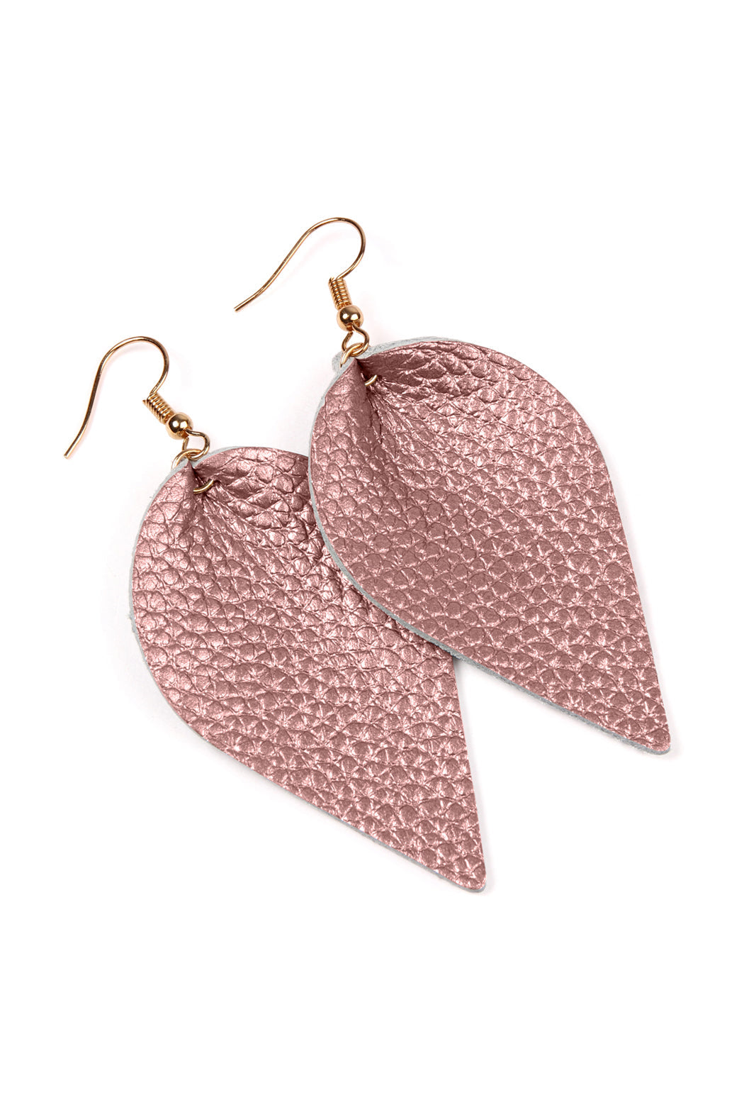 Teardrop Shape Pinched Leather Earrings