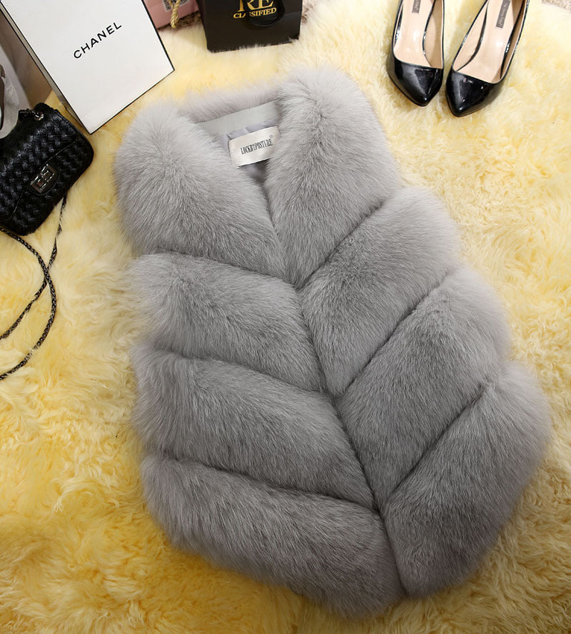 Faux Fur Sleeveless Vest Winter Thick Coats