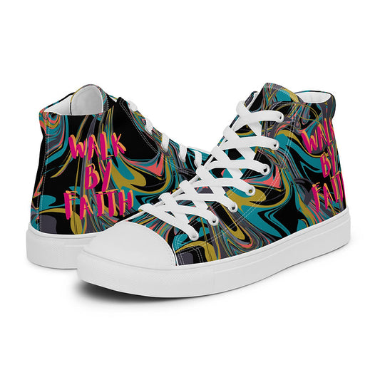 WALK BY FAITH- Women’s high top canvas shoes