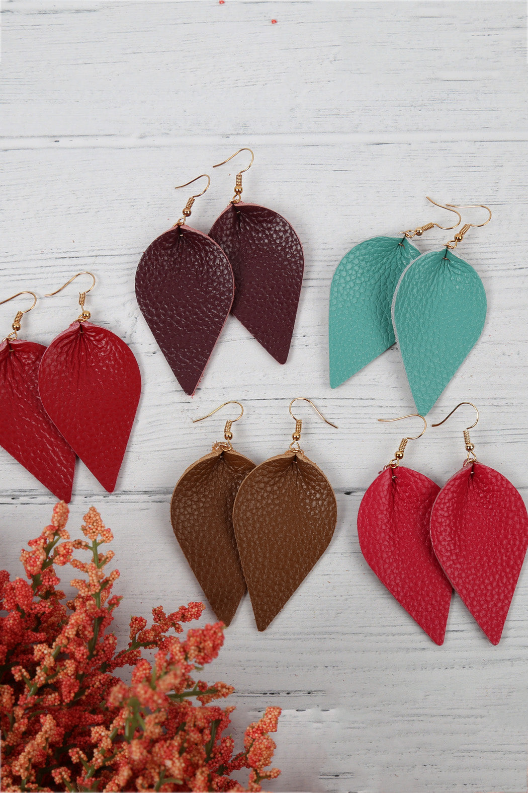 Teardrop Shape Pinched Leather Earrings