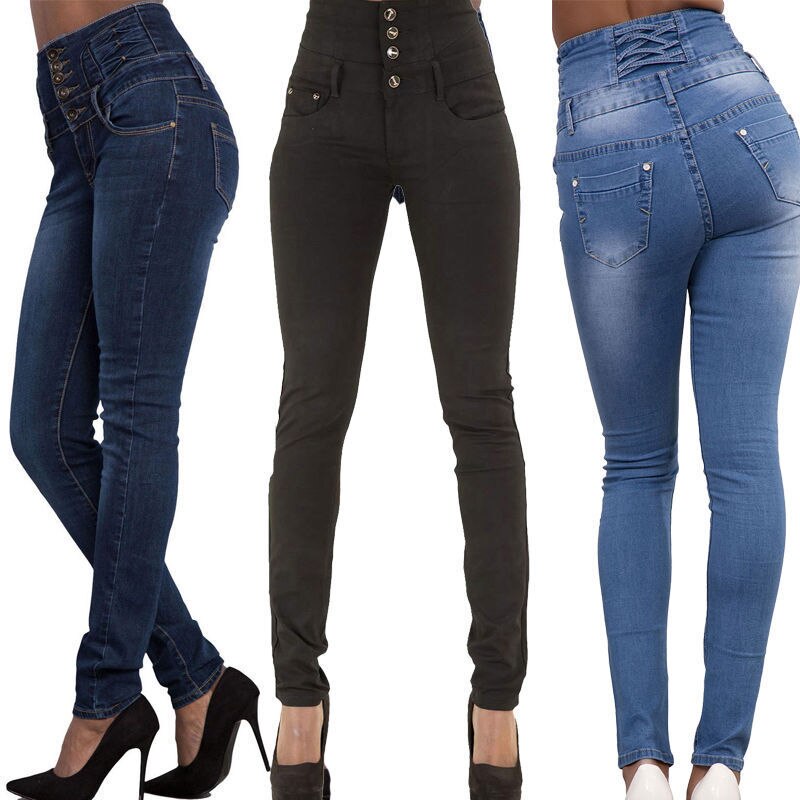 Hot High Quality Wholesale Woman Denim Pencil Pants Top Brand Stretch Jeans High Waist Pants Women High Waist Jeans