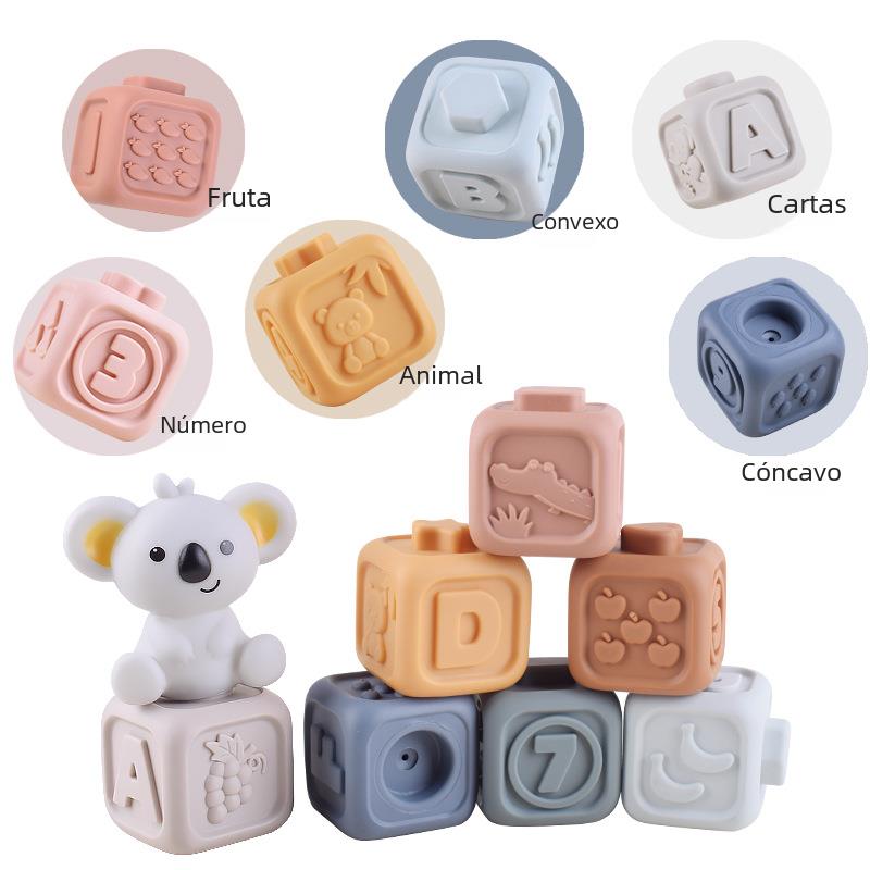 Soft rubber Square rainbow ring six-layer Jenga