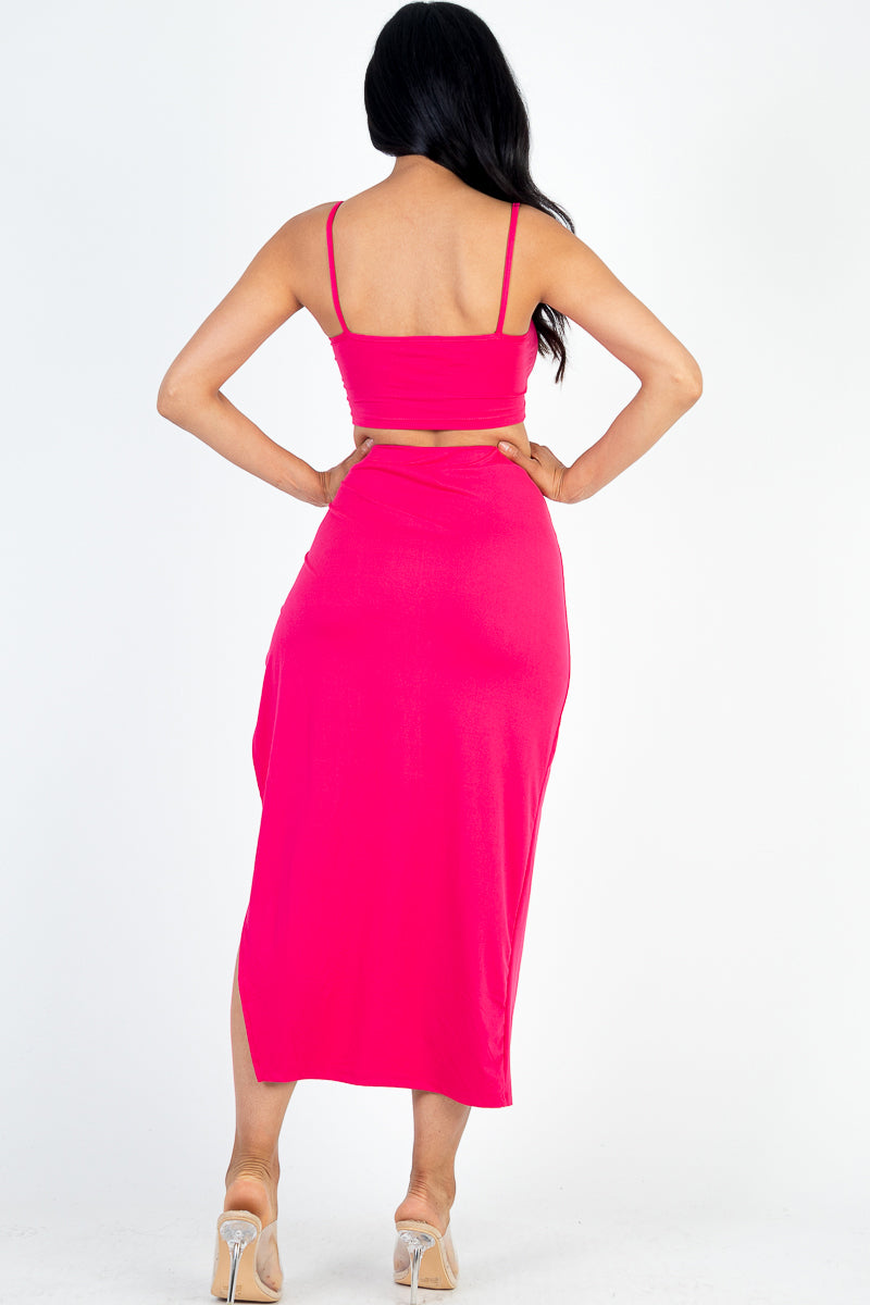 Crop Cami & Split Thigh Maxi Skirt Set (CAPELLA)