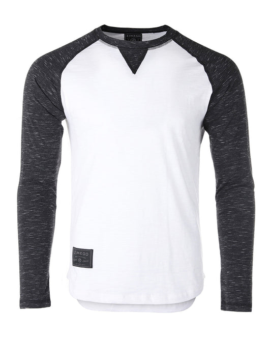 ZIMEGO Men Athletic Fit Baseball Retro Contrast Long Sleeve Raglan T-Shirt